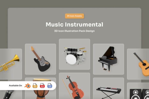 Download Music Instrumental 3D Icon Pack - Premium Resources